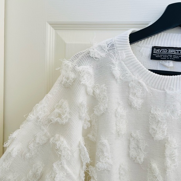 Vintage David Brett Floating Fringe Pull Over Sweater Cotton - Picture 5 of 6